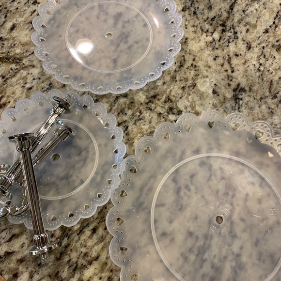 🎂 Three Tier White Silver  Plastic Dessert Stand - Picture 4 of 4